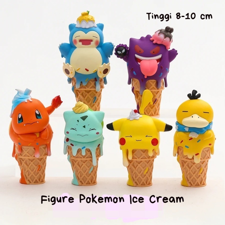 Jual Figure Pokemon Pikachu Bulbasaur Ice Cream Set Dapat 6 Topper Cake