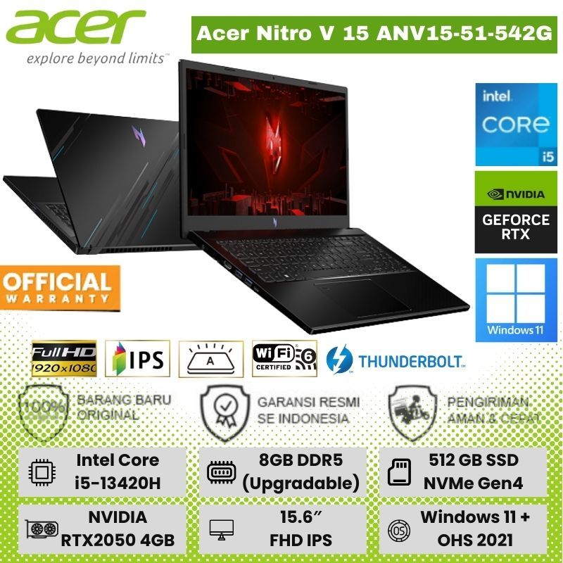 Jual Acer Laptop Nitro V 15 Anv15 51 542g 156 I5 13420h 8gb 512gb Rtx 2050 W11ohs Shopee 3252