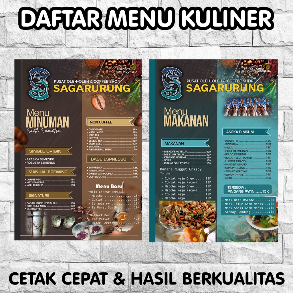 Jual DAFTAR MENU MAKANAN MINUMAN CAFE, RUMAH MAKAN, RESTORAN | Shopee ...