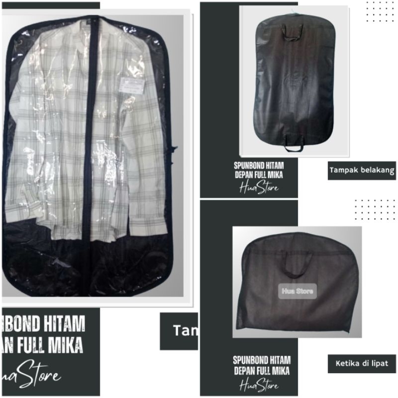 Jual Cover Jas / Model Spunbond hitam depan full mika bening / Cover