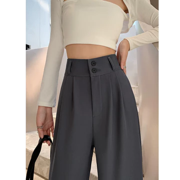 Korean Import Krem Fashion Loose Highwaist Wanita Kulot