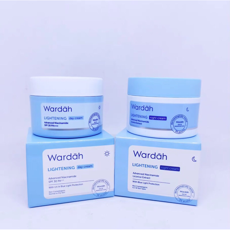 Jual Paket wardah Lightning pelembab wajah Cream Siang dan malam/wardah
