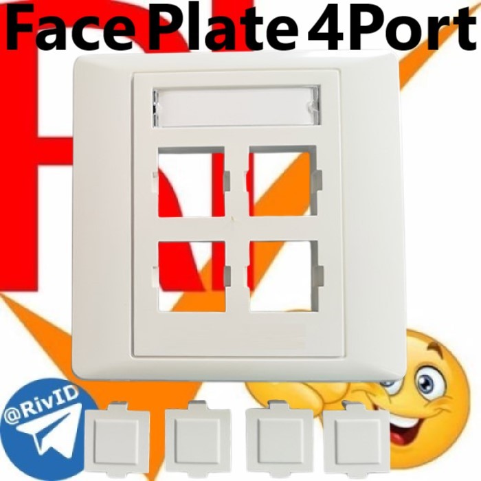 Jual Face Plate Roset Tanam FO 4 Core Port Adapter SC 4Core Fiber Optic ...