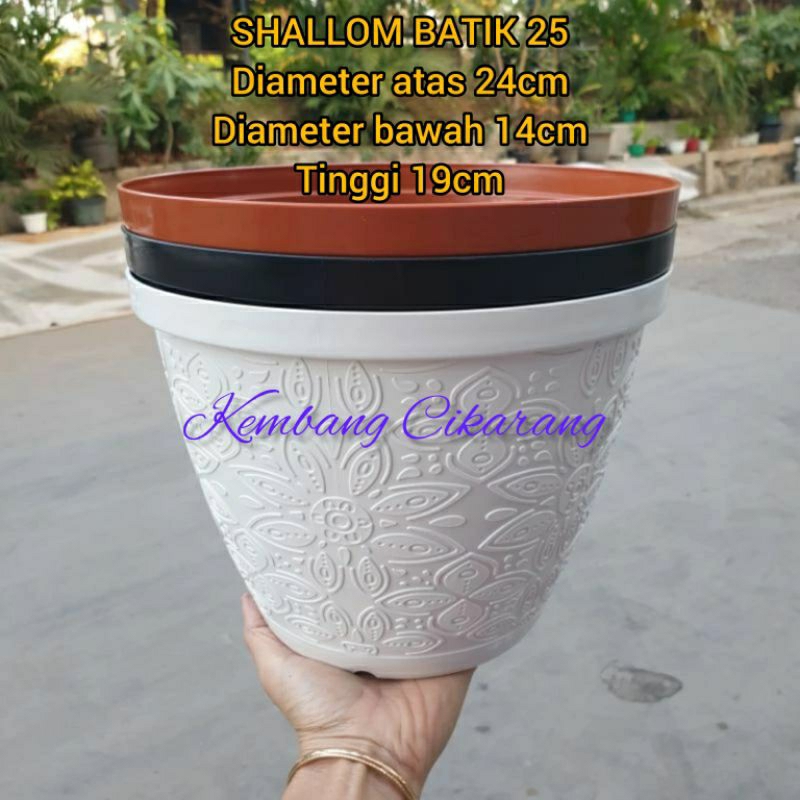 Jual (1pc) SHALLOM BATIK 25 (24cm) : pot bunga motif batik timbul bagus ...