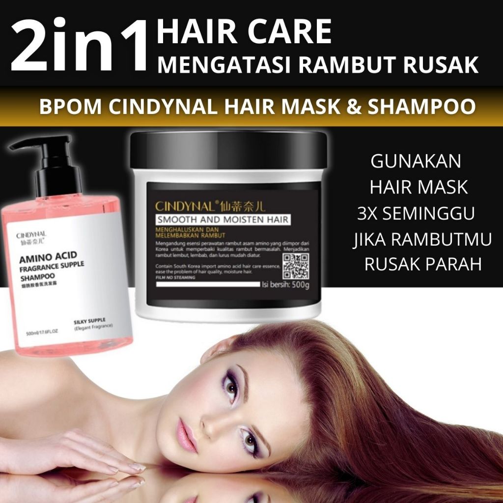 Jual 2in1 Paket Sudah Dapat Hair Mask Dan Shampo Cindynal Keratin