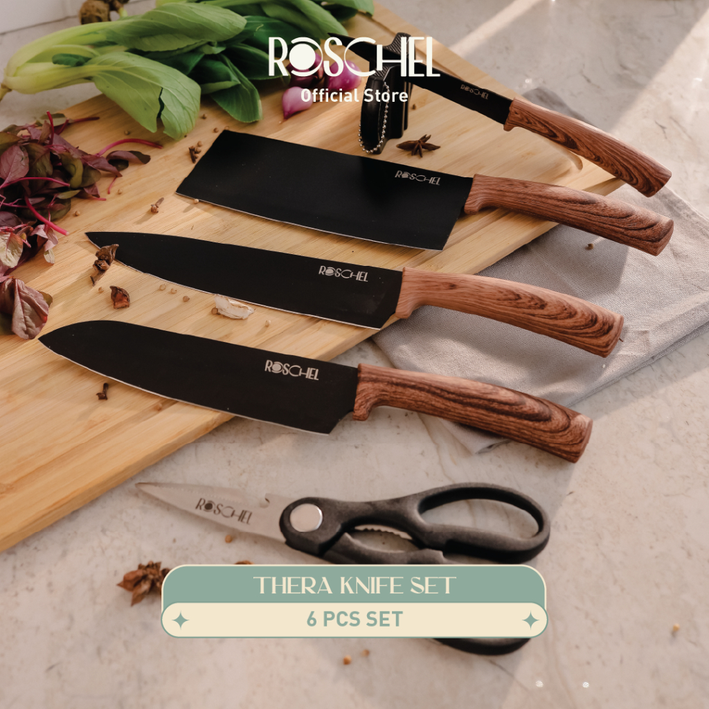 Jual Roschel Thera 6 Pcs Knives Set Stainless Steel with Non-Stick ...