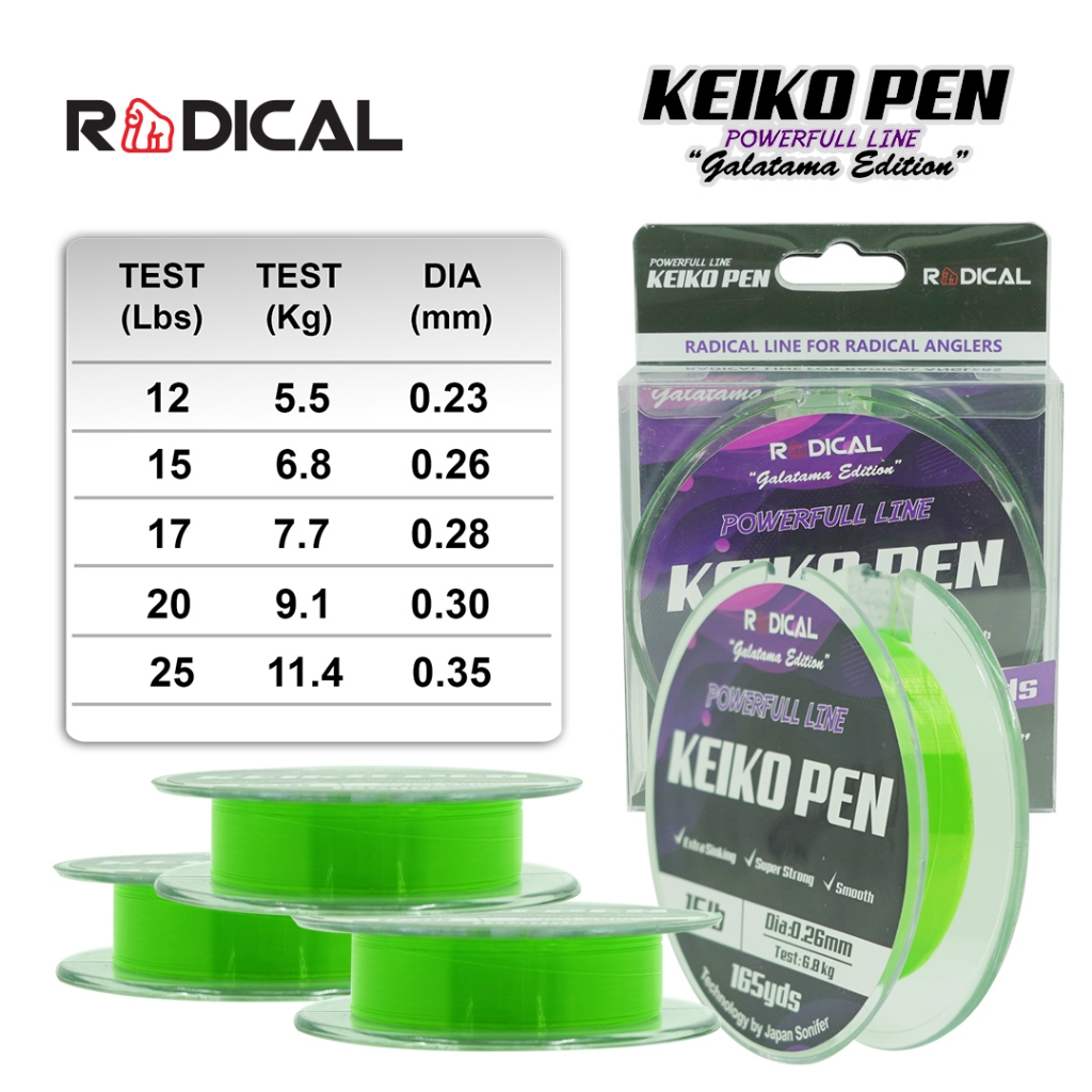 Jual RADICAL Senar Pancing Monofilament KEIKO PEN 150M Fluo Yellow Tali ...