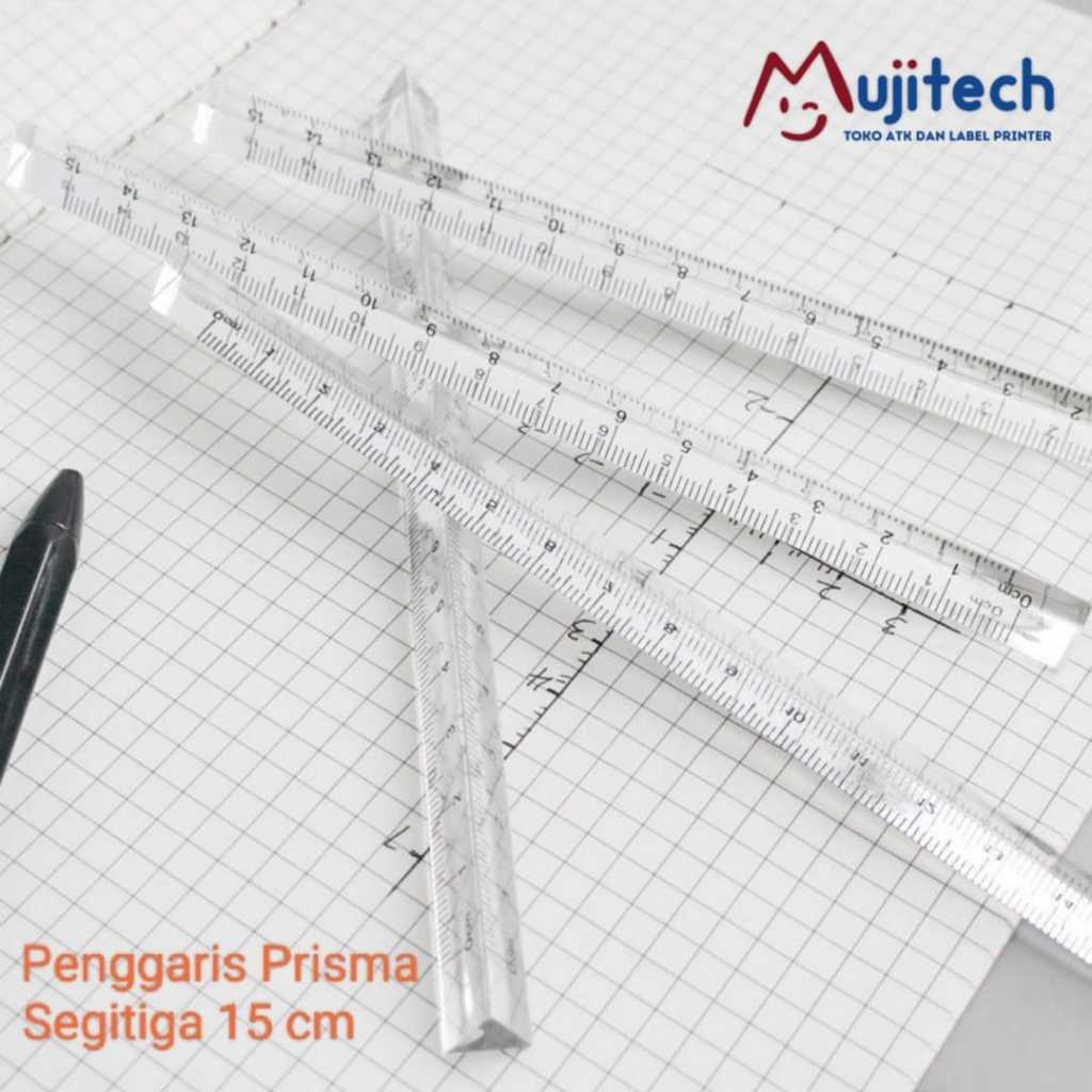 Jual PENGGARIS PRISMA SEGITIGA MISTAR TRIANGULAR PRISM RULER STIK 15 CM