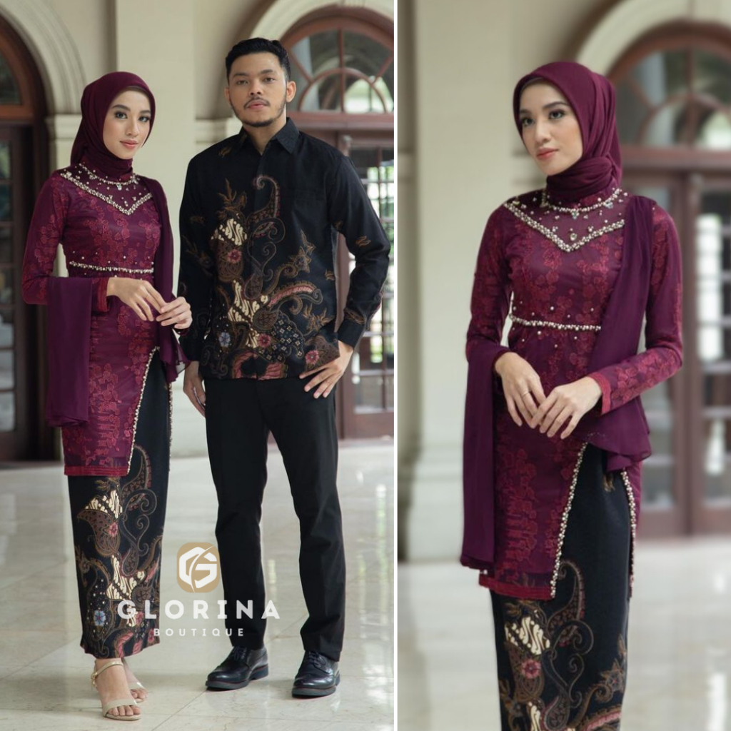 Jual Kebaya Couple Hana Series Kebaya Wisuda Lamaran Tunangan Set Tunik Batik Baju Couple 