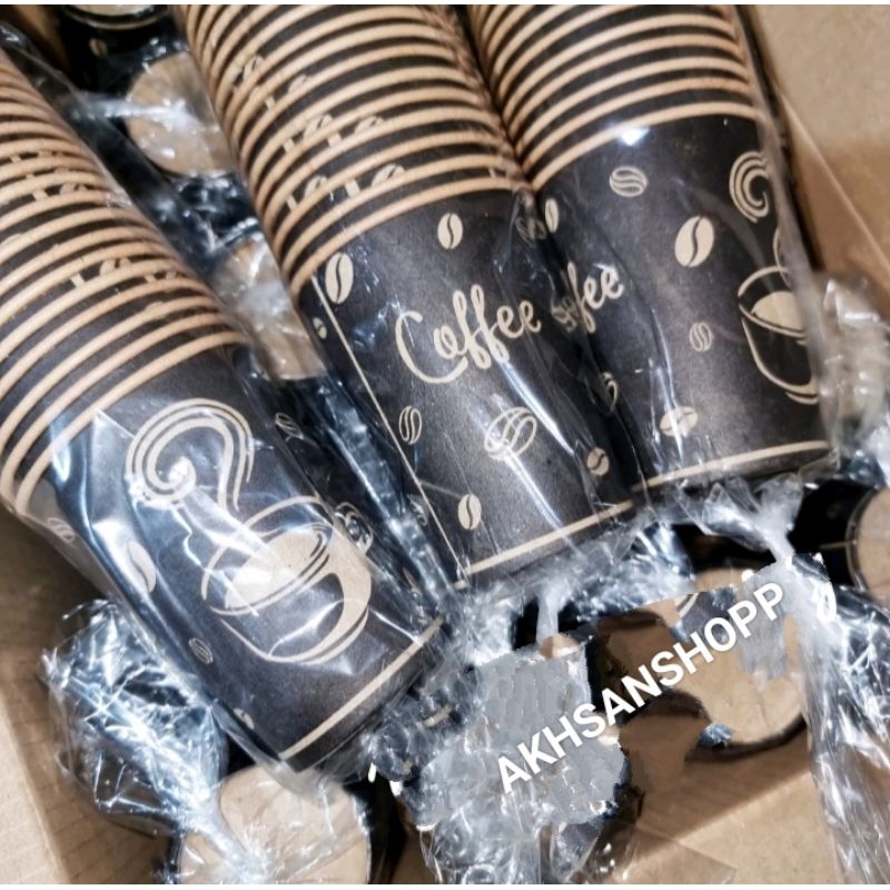 Jual Paper Cup Ori 8oz Craft Motif Gelas Kertas Premium Kopi Teh