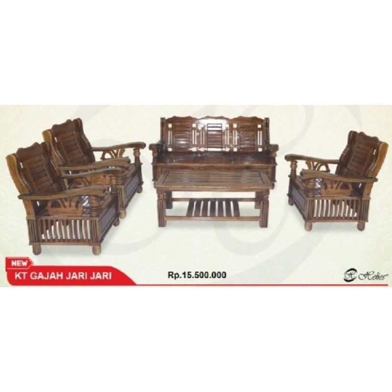 Jual Sofa Kursi Tamu Kayu Jati Jepara Gajah Jari 3111 + Meja Shopee