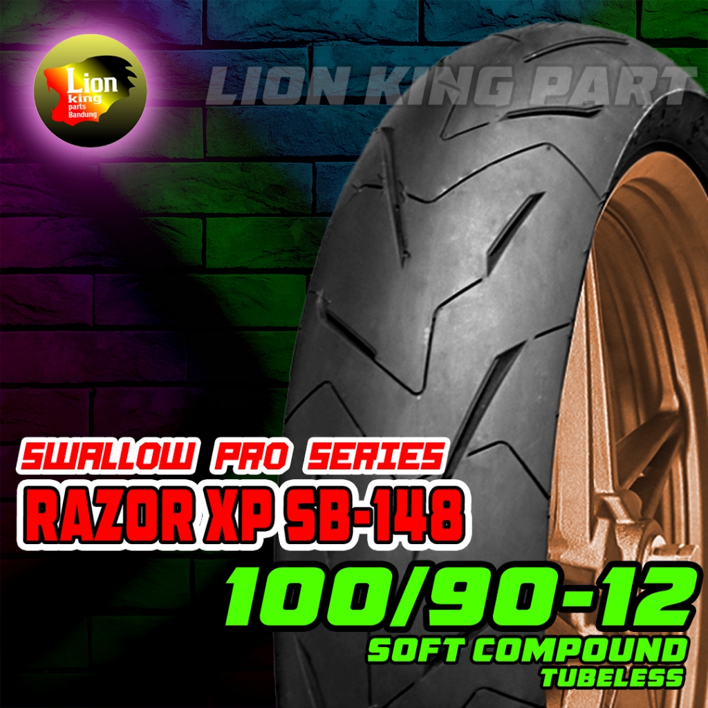 Jual BAN LUAR SWALLOW SB-148 RAZOR XP UKURAN 100/90-12 SOFT COMPOUND ...