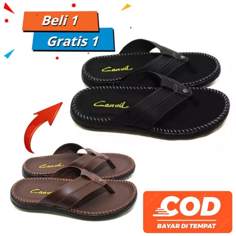 Beli 1 Pasang Buy1 Get1 Sandal Pria Box Kulit Karet Kasual Formal - foto 5