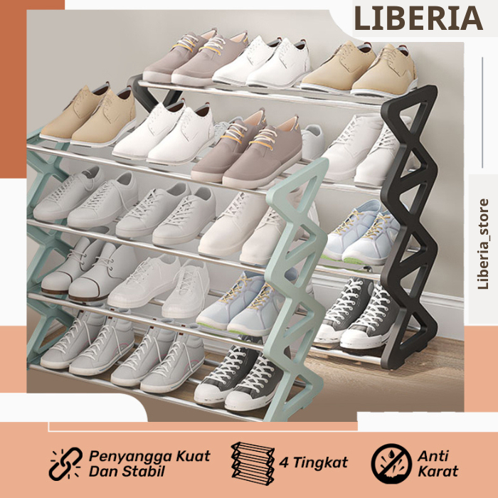 Jual 4-LAYER SHOE SHELF Rak sepatu X tempat sepatu susun rak sendal ...