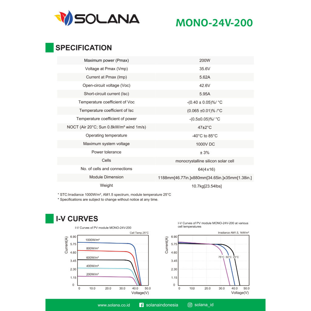 Jual SOLANA SOLAR PANEL 24V 200W MONO CRYSTALLINE SOLAR CELL PV MODUL ...