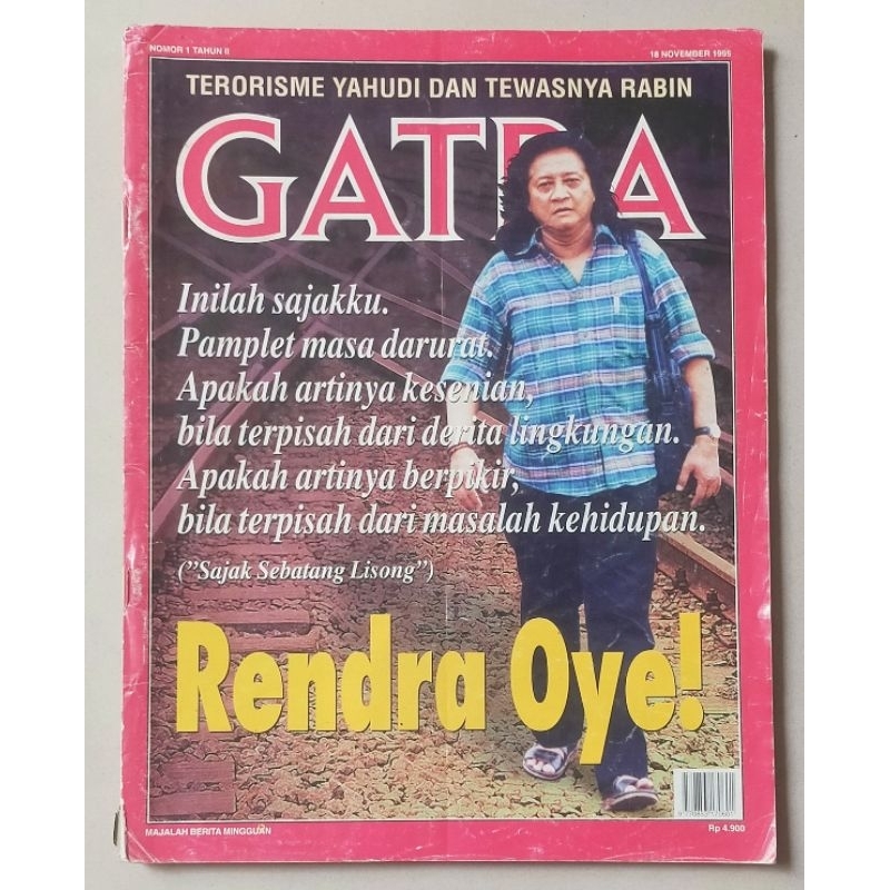 Jual Majalah Gatra 18 November 1995 - Cover WS Rendra, Ragam : Tentang ...