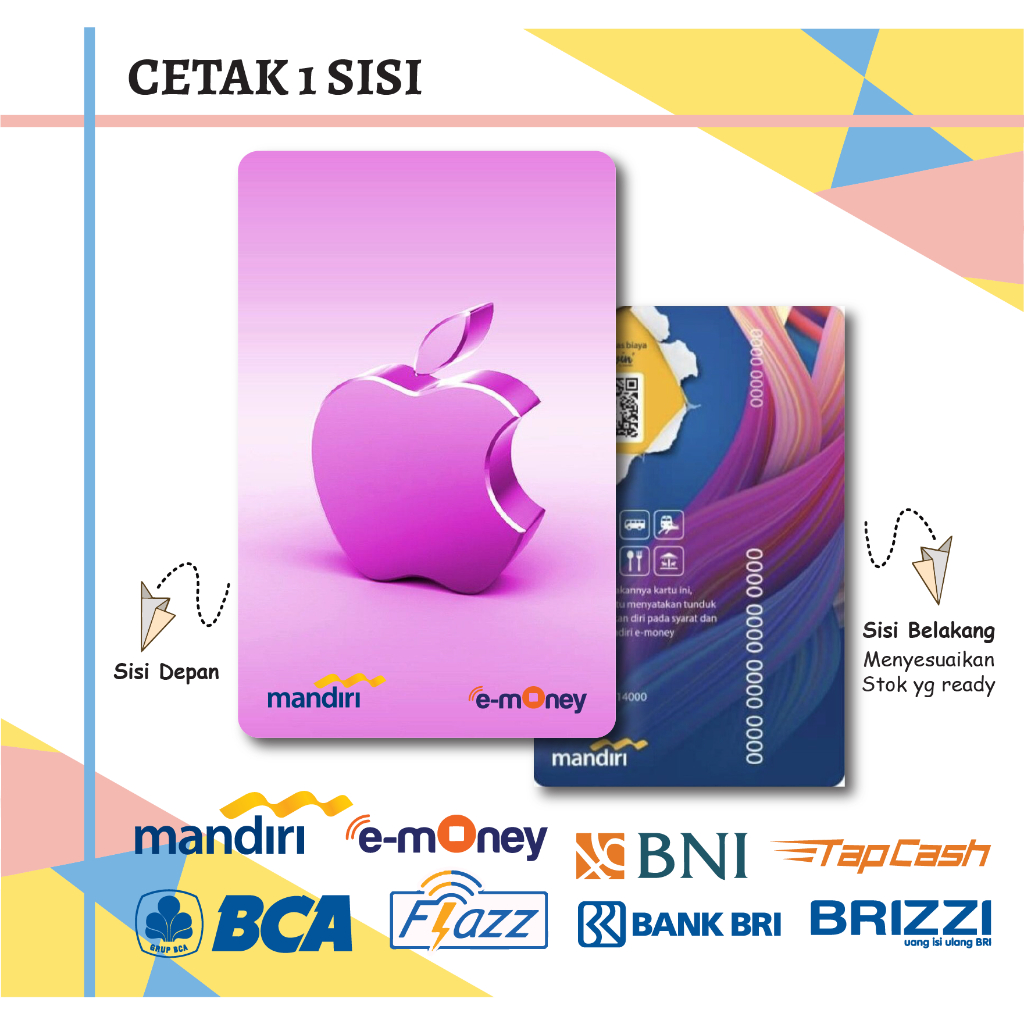 Jual KARTU EMONEY BRAND LOGO IPHONE APPLE PINK MANDIRI FLAZZ BCA GEN 2
