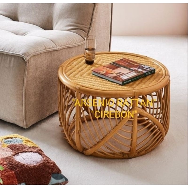 Jual Meja Rotan Alam Bulat Anyaman Bambu Natural Size 50 Cm | Shopee ...