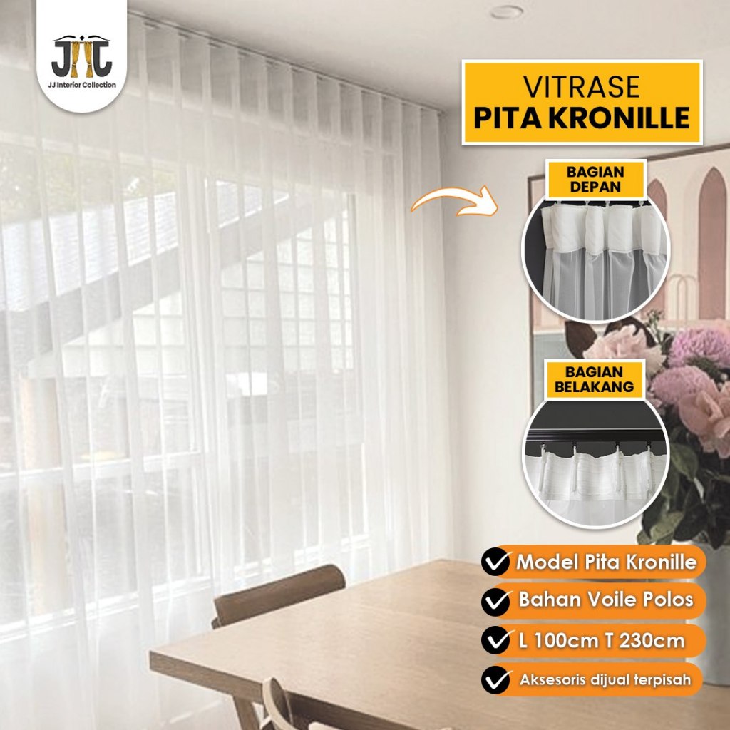 Jual Vitrase Gorden Polos Pita Kronille Sheer Kain Transparan Kain ...