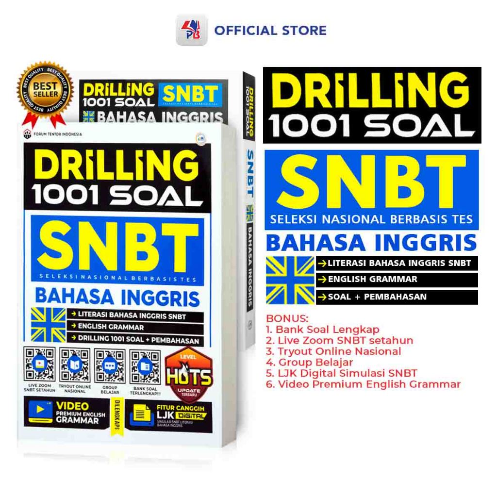 Jual Buku SNBT Bahasa Inggris / Drilling 1001 Soal SNBT Bahasa Inggris