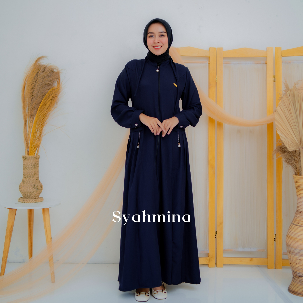 Jual Syahmina Baju Gamis Wanita Fradella Dress Abaya Turkey Premium Bahan Tiffany Twill Resleting Busui Shopee Indonesia