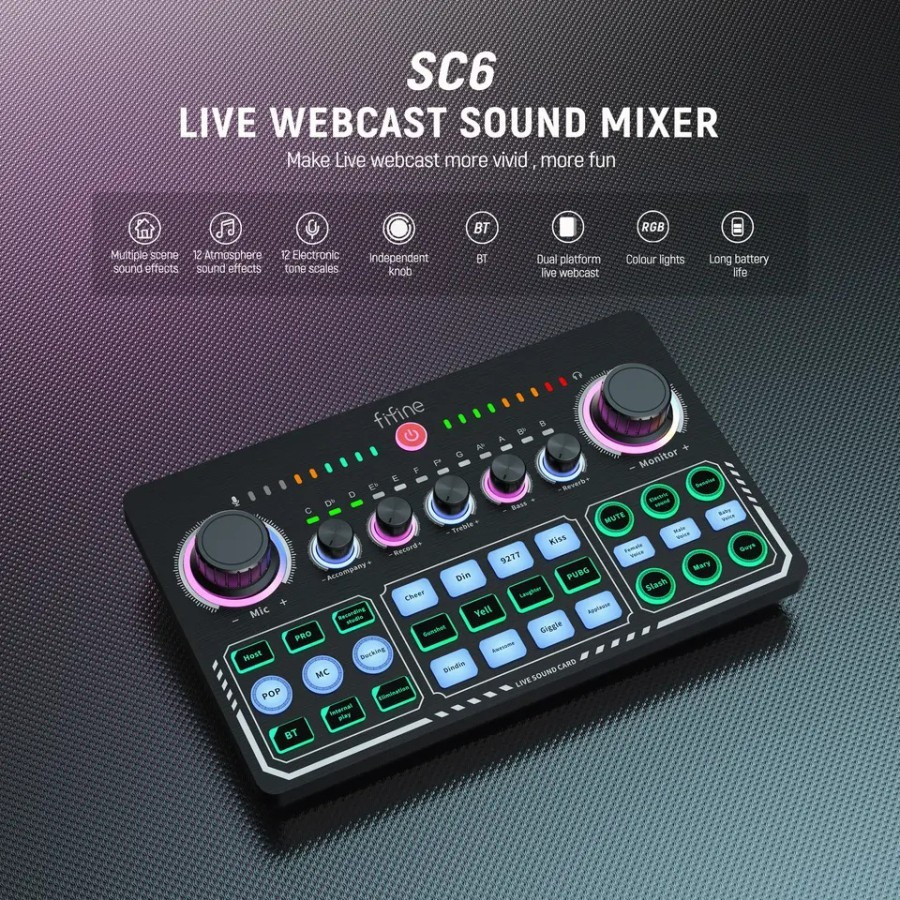 Jual FIFINE SC6 SC 6 Live Streaming Audio Console Mixer Soundcard ...