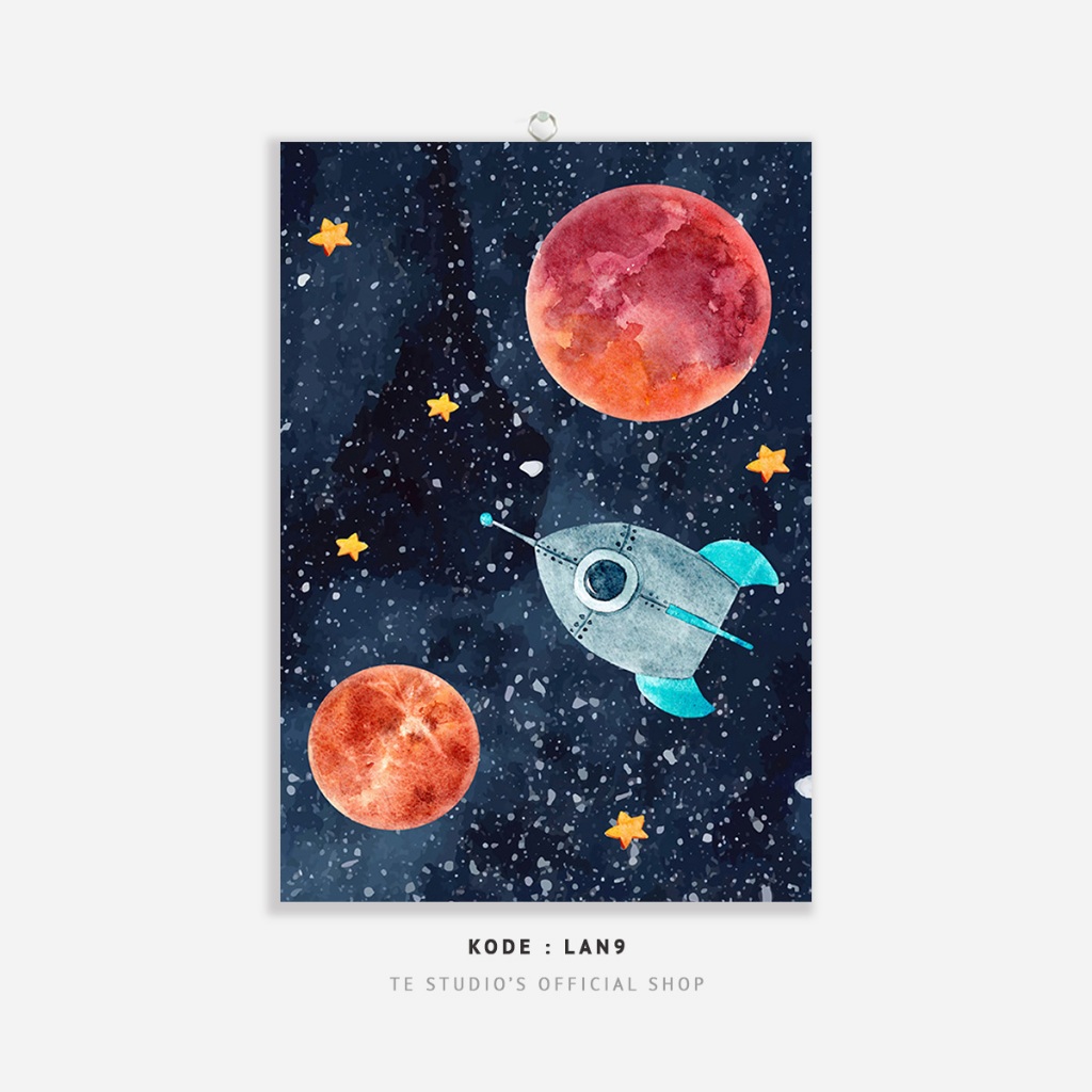 Jual Poster Planet Roket Astronot Seni Dinding Cetak Hiasan Dinding