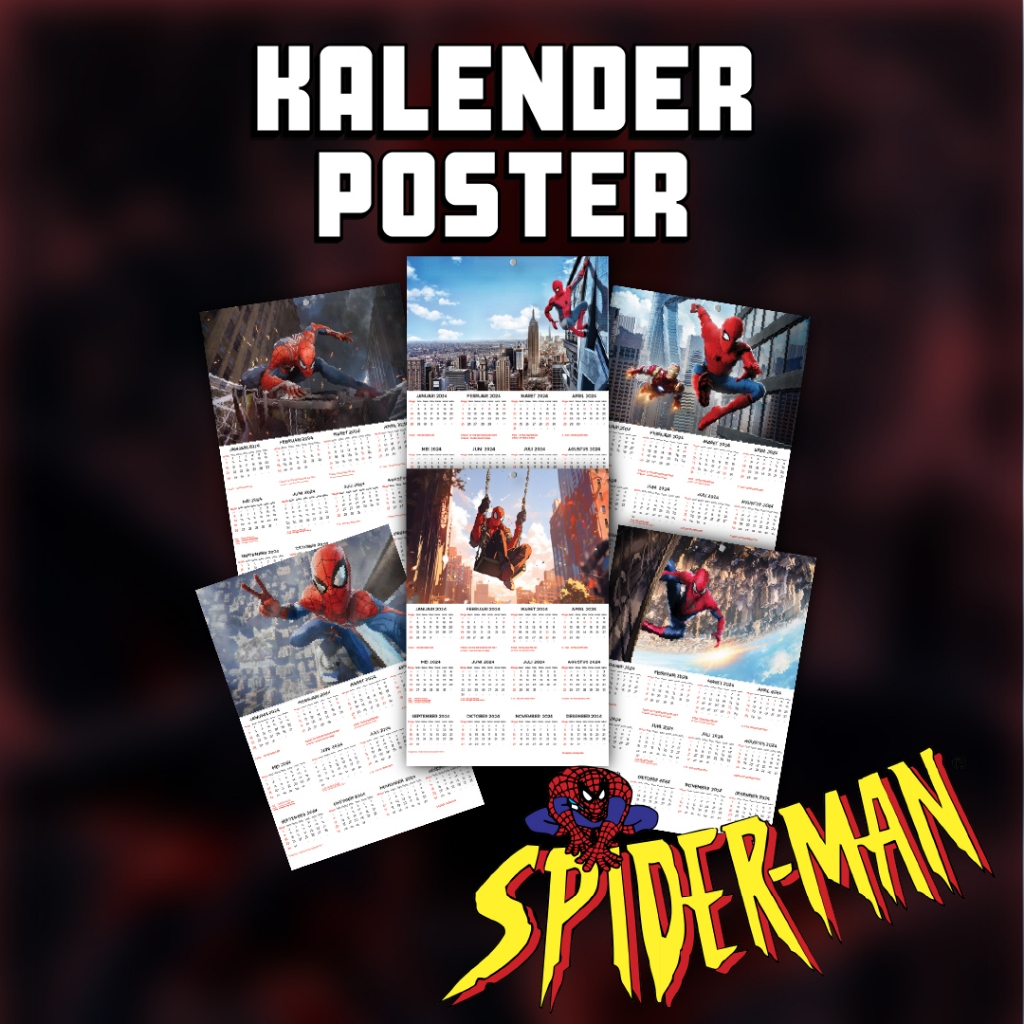 Jual Kalender Dinding Poster Spiderman 2024 Shopee Indonesia