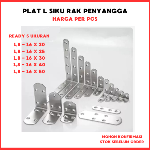 Jual Plat Siku Besi L Penyangga Ambalan Bracket Plat Besi Siku Rak Dinding Siku Stainless