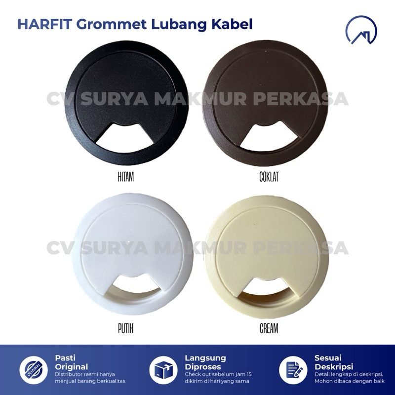 Jual Tutup Lubang Kabel Bulat Plastik Grommet Gromet Cable Meja