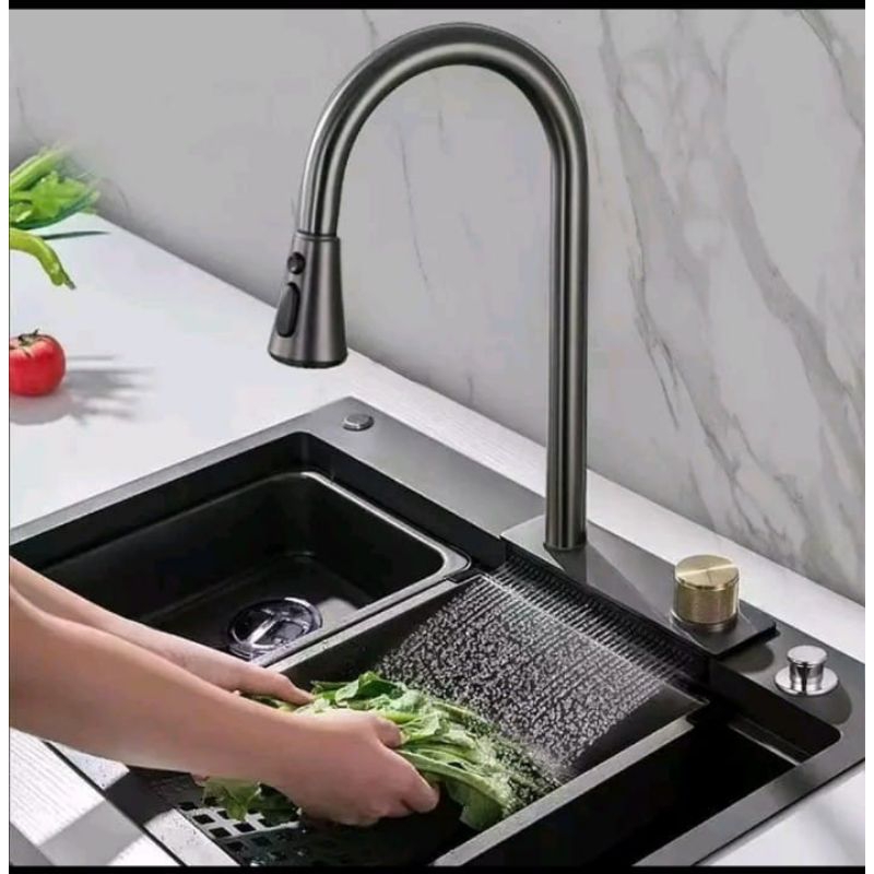 Wastafel dapur 7545 mewah bak cuci piring stainles hitam