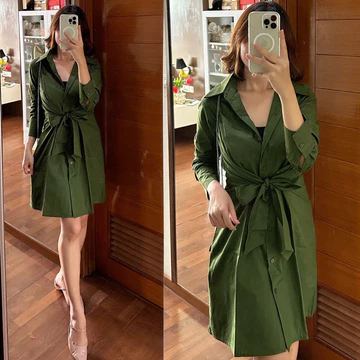 Drees Manggo Dress Poplin Premium Pakaian Baju Ikat Depan Busui Ftiendly