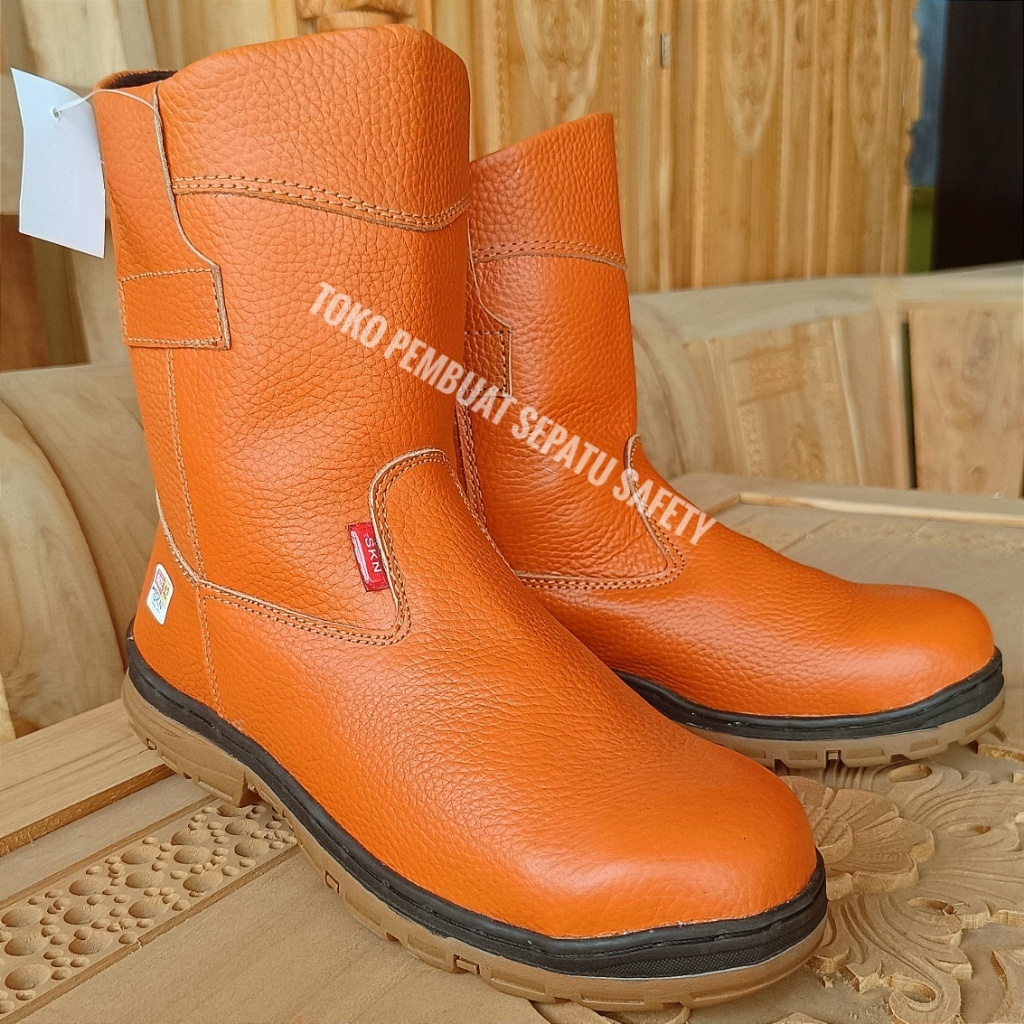 Jual Sepatu Safety Kulit Sapi Asli Tahan Api Ujung Besi Keselamatan Kerja Pabrik Pom Bengkel Las