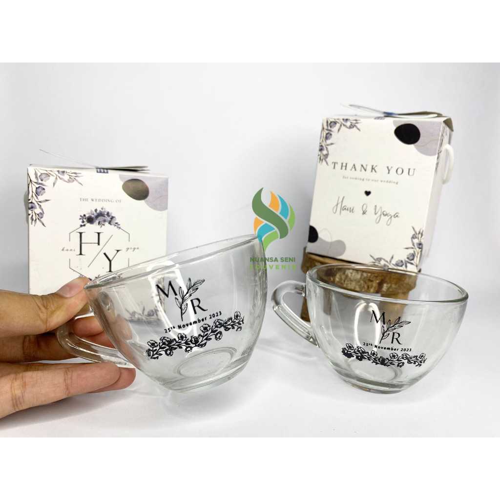 Jual Souvenir Pernikahan Gelas Cangkir Sariwangi Mug Teh Gagang Kaca ...