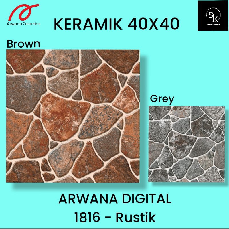 Jual Keramik Lantai 40x40 Arwana Digital 1816 Rustik Kasar Shopee