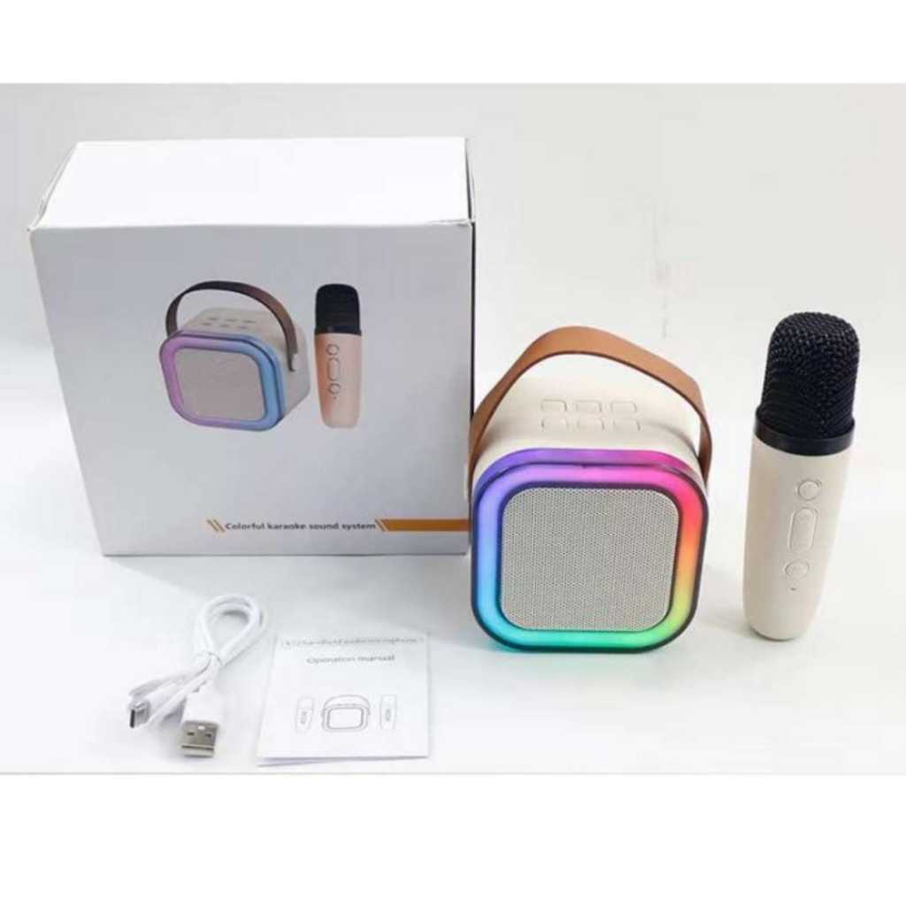 Jual Speaker Mini Bluetooth Karaoke Set Microphone Portable Wireless ...