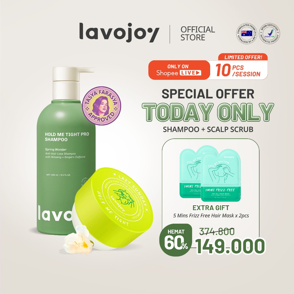 Jual [LIMITED BUNDLE] LVJ lavojoy Hold Me Tight Pro Shampoo & Lazy ...