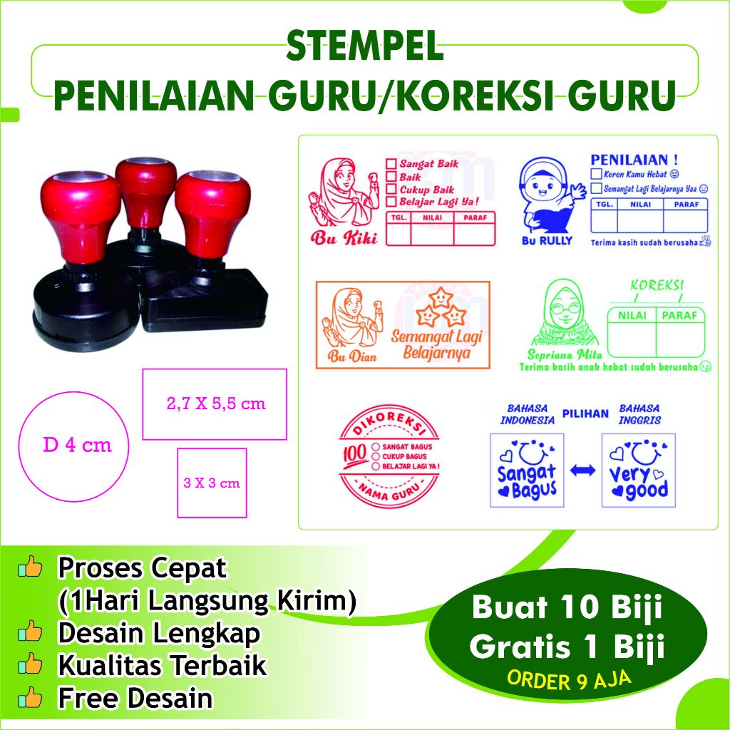 Jual Stempel Nilai Guru Penilaian Koreksi Checked Reward