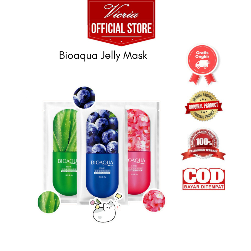 Jual BIOAQUA Jelly Mask Original Masker Wajah Cherry Blueberry Aloe
