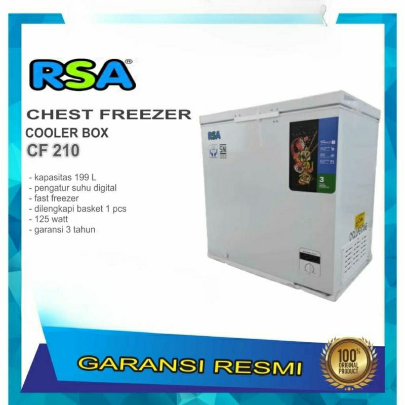 Jual CHEST FREEZER RSA CF-210 FREEZER BOX 210 LITER 100% ORI | Shopee ...
