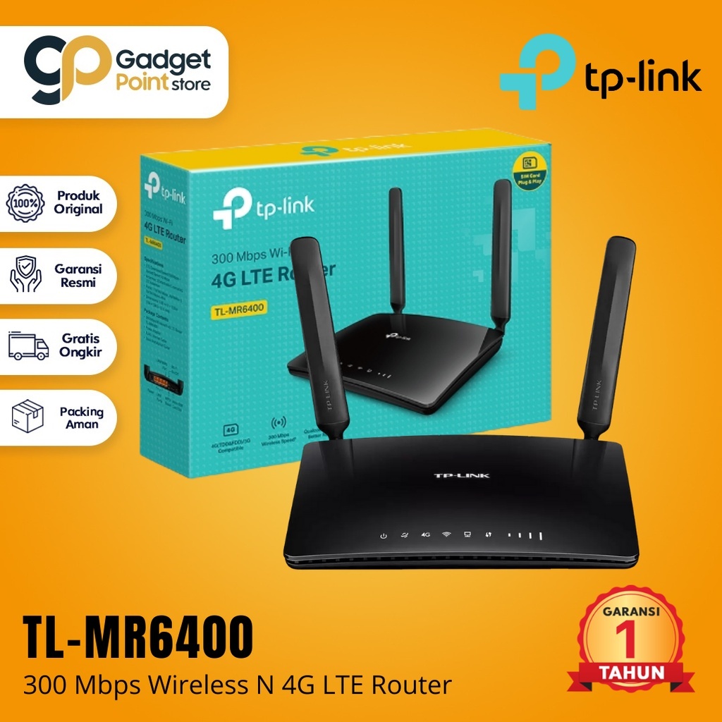 Jual TPLink TLMR6400 300Mbps Wifi N 4G LTE Router buildin 4G LTE modem Garansi 1 Tahun