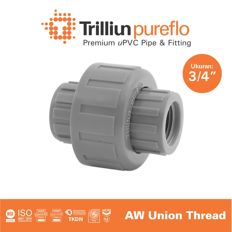 Jual Fitting Pipa uPVC Trilliunpureflo AW Union Thread 3/4