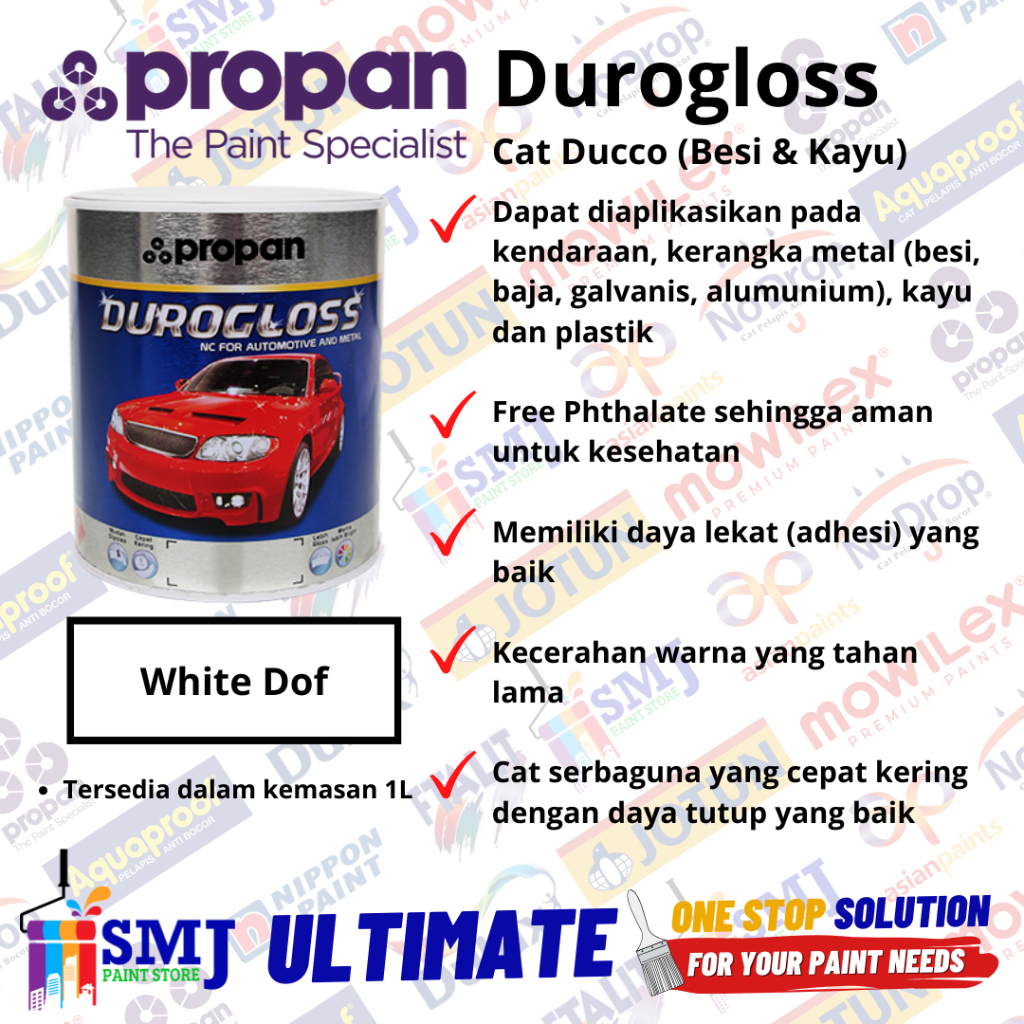 Jual Cat Duco Kayu And Besi Propan Durogloss White Doff 1l 1kg Shopee Indonesia 1501