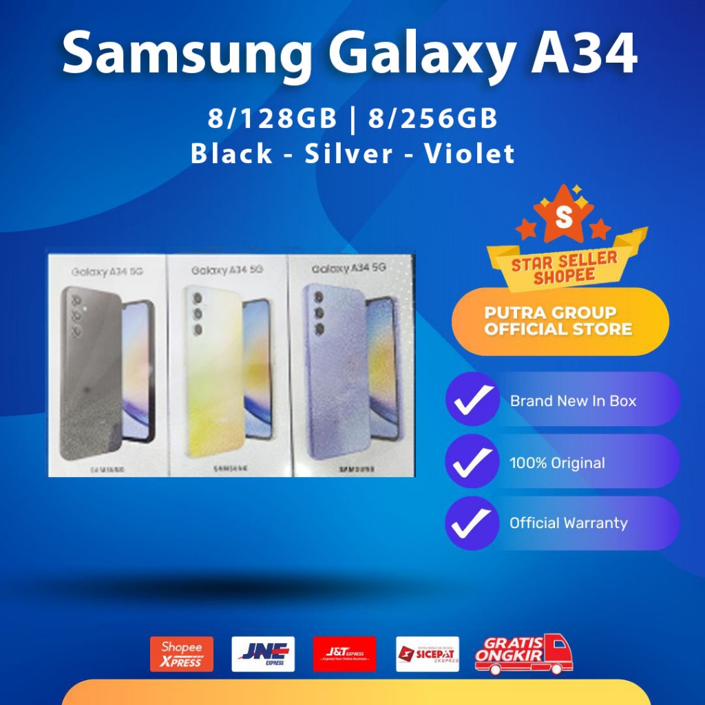 Jual (RESMI) Samsung A34 5G 6/128GB 8/128GB 8/256GB 128 256 GB Black ...