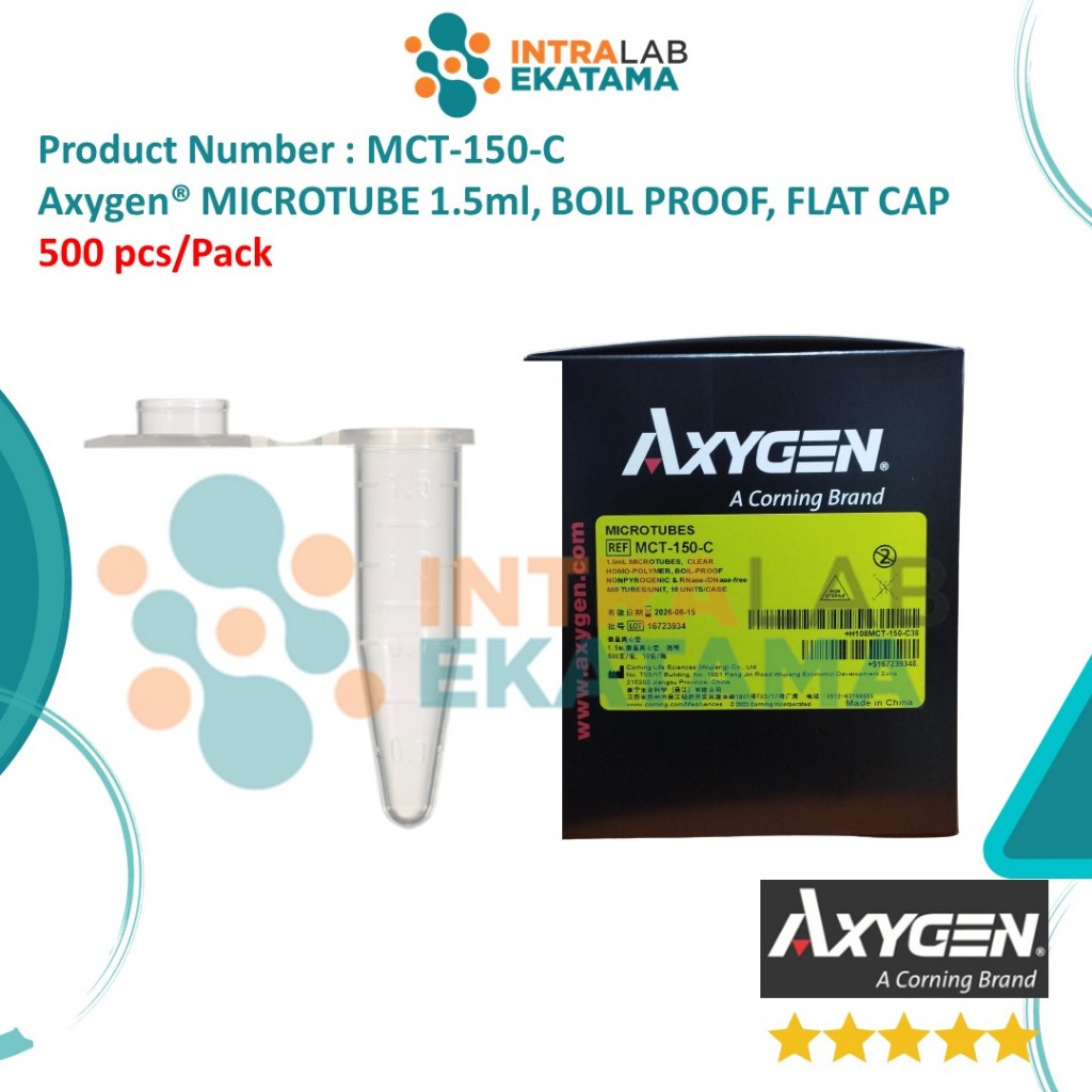 Jual MCT-150-C Axygen MICROTUBE 1.5ml, BOIL PROOF, FLAT CAP | Shopee ...