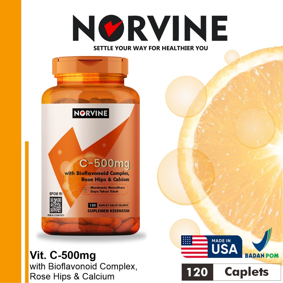 Norvine Vitamin C 500mg Complex - Isi 60/120 (Bpom - Made in Usa)