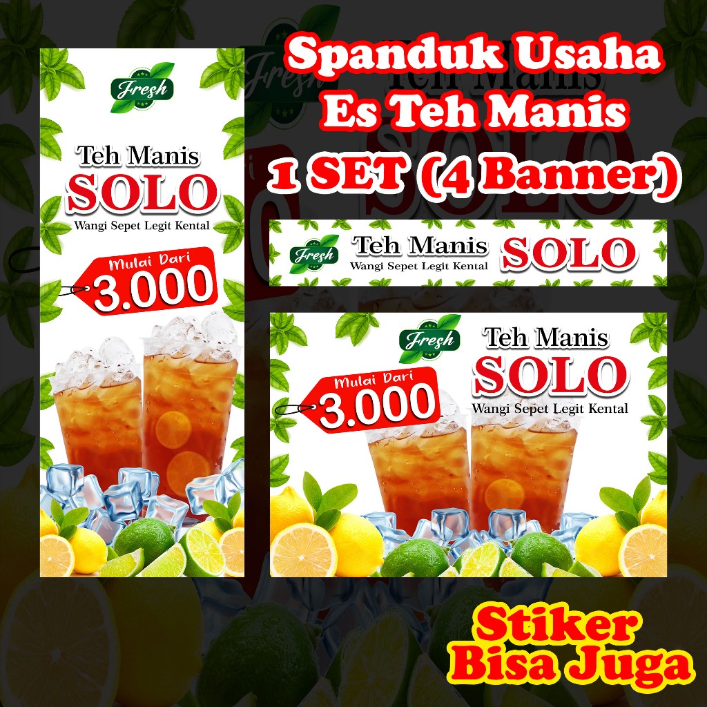 Jual SPANDUK BANNER TEH SOLO 1 SET ( 4 BANNER ) | Shopee Indonesia