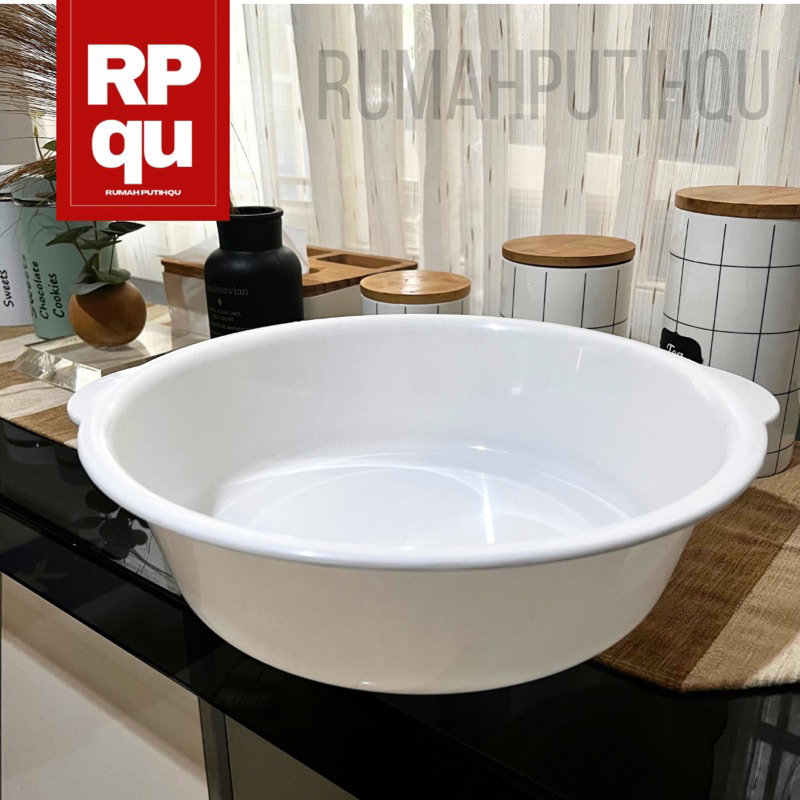 Jual RPQU Baskom Basin Warna Putih Cantik Estetik 33cm | Baskom