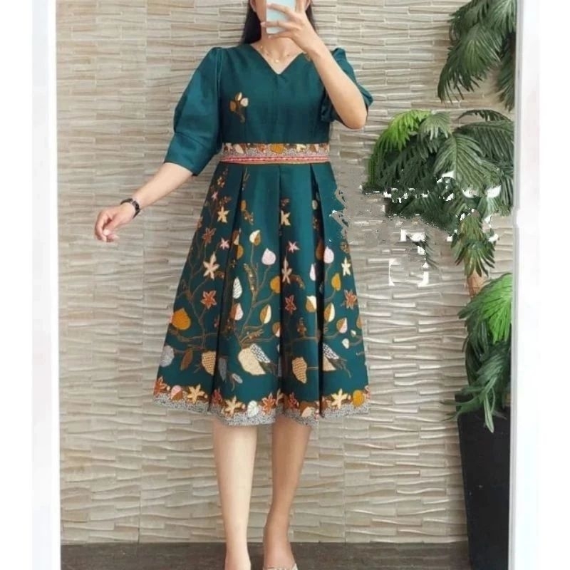 DRESS BATIK PREMIUM DRESS BATIK PESTA BAJU BATIK PESTA ATASAN BATIK WANITA  CANTIK DAN ELEGAN DRESS PESTA KONDANGAN