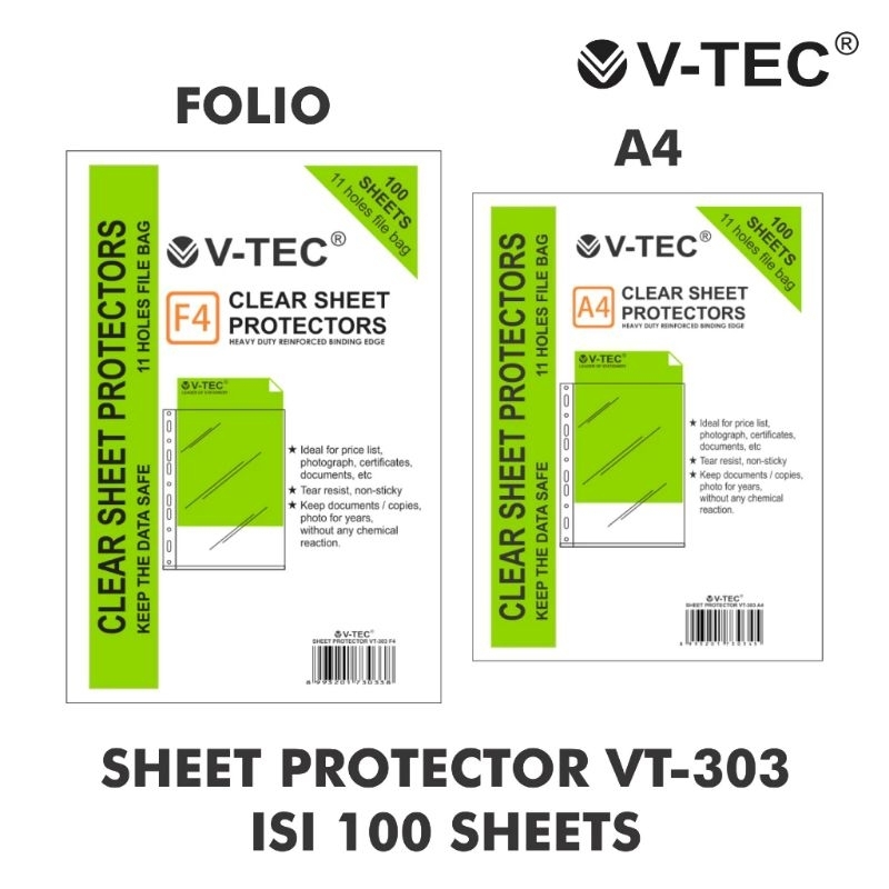 Jual Clear Sheet Protector A4/F4 VTEC VT303/IMCO 1 Pack (100 Lembar